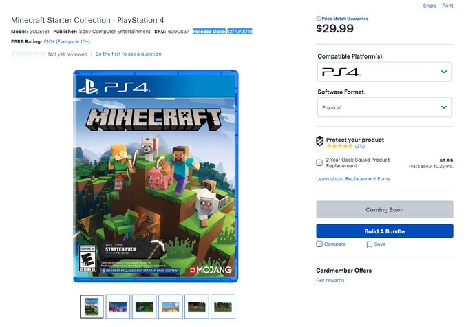 Minecraft PS4 Bedrock Details Copy Disc Official